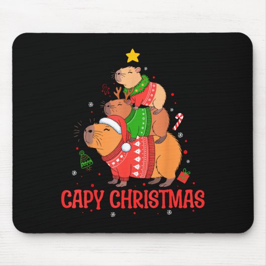 Cappy Holidays Capybara Christmas Cute Capy Xmas T Muismat (Voorkant)