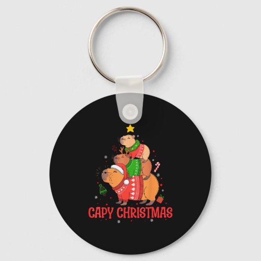 Cappy Holidays Capybara Christmas Cute Capy Xmas T Sleutelhanger (Voorkant)