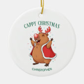Cappy Kerstmis Grappige Capybara Aangepaste Foto & Keramisch Ornament (Voorkant)