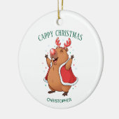 Cappy Kerstmis Grappige Capybara Aangepaste Foto & Keramisch Ornament (Links)