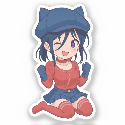 Cappy Mita Chibi Cute Anime Sticker (Voorkant)