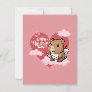 Cappy Valentijn’s Day   Schattigee Capybara Cupid  Notitiekaartje