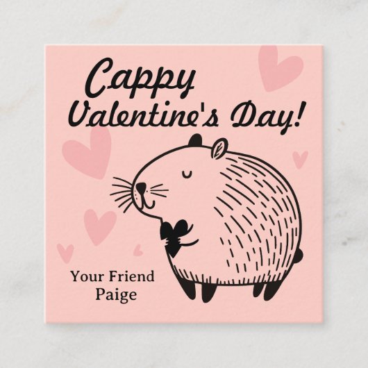 Cappy Valentijnsdag | Capybara Valentijn Informatiekaartje (Voorkant)