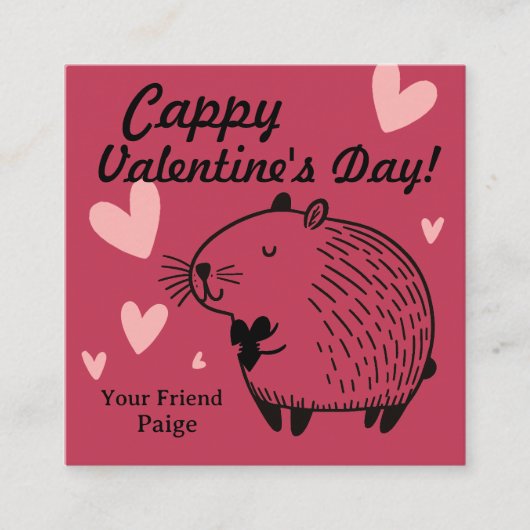 Cappy Valentijnsdag | Capybara Valentijn Informatiekaartje (Voorkant)