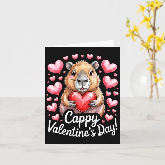 Cappy Valentine’s Day Cute Capybara Heart Design P Kaart (Gele Bloem)