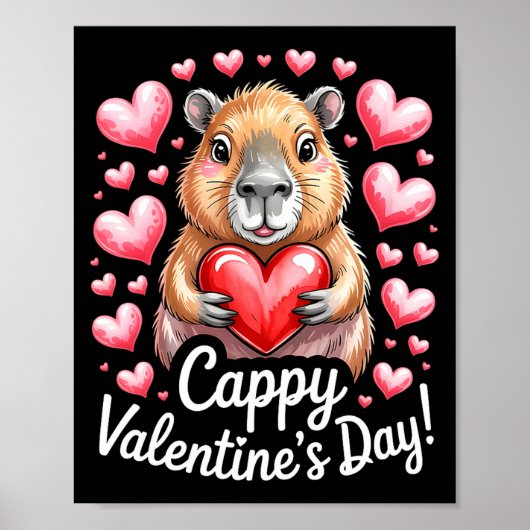 Cappy Valentine’s Day Cute Capybara Heart Design P Poster (Voorkant)
