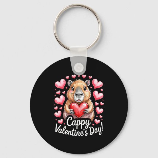 Cappy Valentine’s Day Cute Capybara Heart Design P Sleutelhanger (Voorkant)