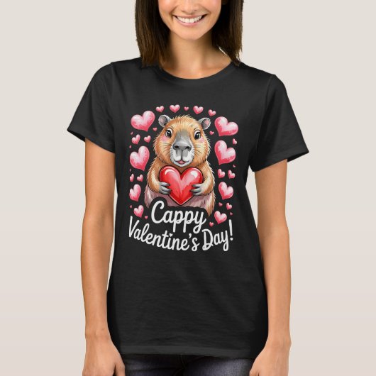 Cappy Valentine’s Day Cute Capybara Heart Design P T-shirt (Voorkant)