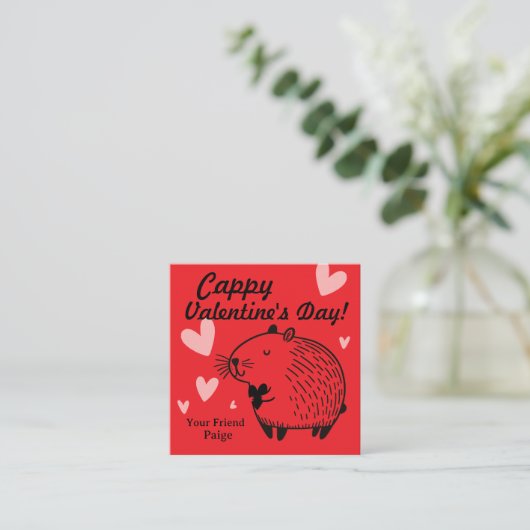 Cappy Valentine's Day | Capybara Valentine  Informatiekaartje (Staand voorkant)