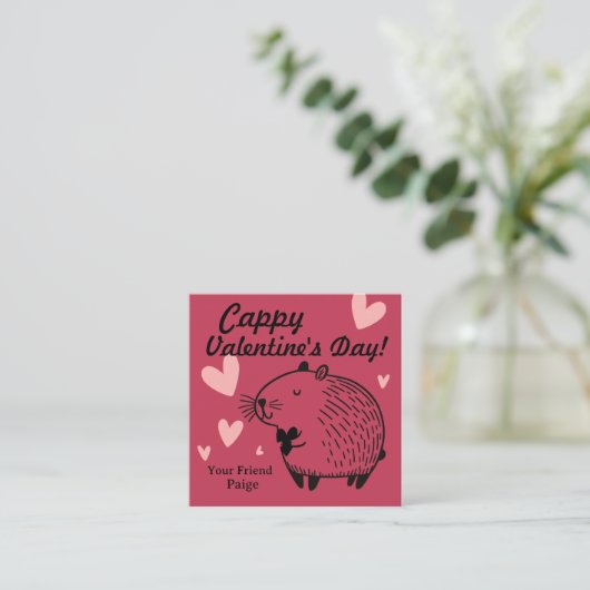 Cappy Valentine's Day | Capybara Valentine  Informatiekaartje (Staand voorkant)