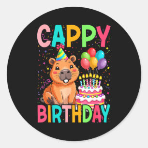 Cappy Verjaardag Capybara Liefhebbers Meisje Jonge Ronde Sticker