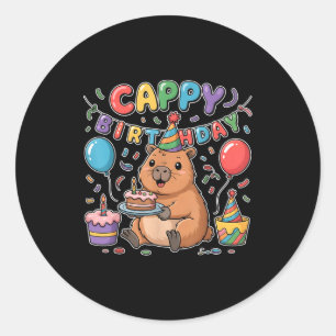 Cappy Verjaardag Capybara Liefhebbers Meisje Jonge Ronde Sticker