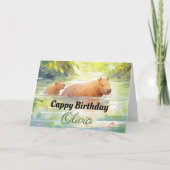 Cappy Verjaardag! - Leuke Capybara Birthday Kaart (Voorkant)