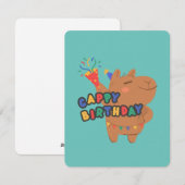 Cappy Verjaardag | Schattigee Capybara Happy Birth Feestdagenkaart (Voorkant / Achterkant)