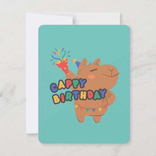 Cappy Verjaardag | Schattigee Capybara Happy Birth Feestdagenkaart (Voorkant)