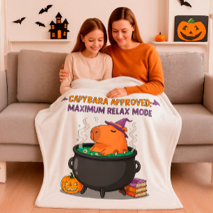 Cappybara Halloween Witch Wizard Cauldron Cozy Fleece Deken