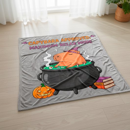 Cappybara Halloween Witch Wizard Cauldron Cozy Fleece Deken