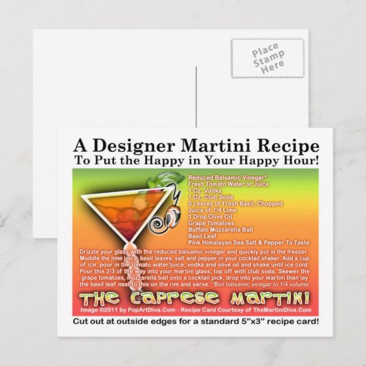 Caprese Martini Recipe Briefkaart (Voorkant / Achterkant)