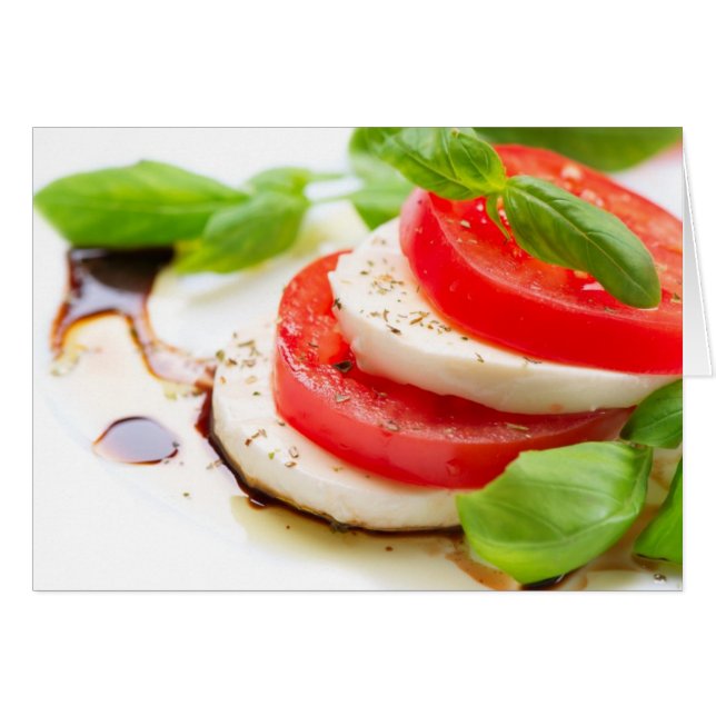 Caprese Salad. Segmenten voor tomaten en Mozzarell (Voorkant Horizontaal)