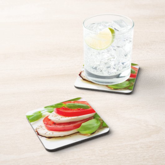 Caprese Salad. Segmenten voor tomaten en Mozzarell Bier Onderzetter (Rechterzijde)