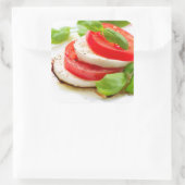 Caprese Salad. Segmenten voor tomaten en Mozzarell Vierkante Sticker (Tas)