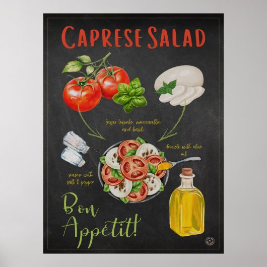 Caprese Salade Recept - Italiaanse keuken Poster (Voorkant)