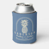 Capri Blue Ananas Trouwboog & Naam Blikjeskoeler (Blikje Achterkant)