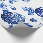 Capri Blue  Botanische Floral Toile Cadeaupapier (Hoek)