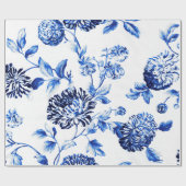 Capri Blue  Botanische Floral Toile Cadeaupapier (Vlak)