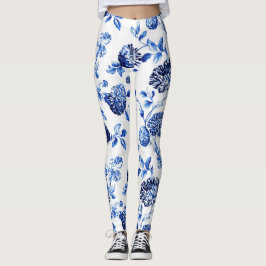 Capri Blue Floral Toile Leggings