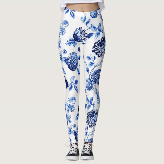 Capri Blue Floral Toile Leggings (Voorkant)
