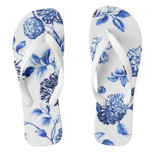 Capri Blue  Floral Toile Teenslippers