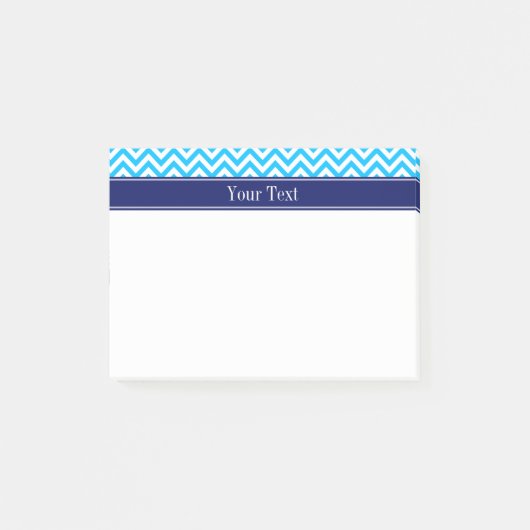 Capri Blue SLg Chevron Navy Naam Monogram Post-it® Notes (Voorkant)