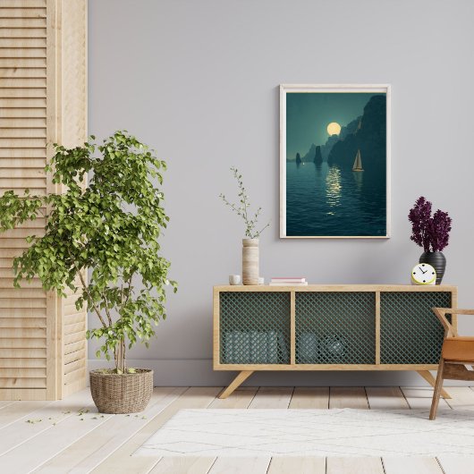 Capri by Moonlight – Vintage Mediterranean Night  Poster