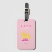 CAPRI, Capri Reiskunst, Preppy, Preppy Kamer, Roze Bagagelabel (Voorkant (verticaal))