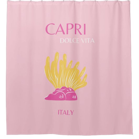 CAPRI, Capri Reiskunst, Preppy, Preppy Kamer, Roze Douchegordijn (Voorkant)