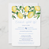 Capri-citroenen Blauwe Tegels Bruiloftfeest na de  Kaart (Voorkant)