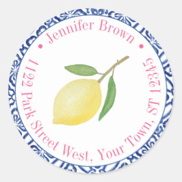 Capri citroenen roze blauwe tegel douche retouradr ronde sticker