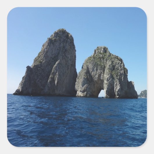 Capri Faraglion Rocks Italië Vierkante Sticker (Voorkant)