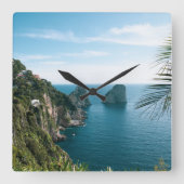 Capri Faraglioni Rotszicht 1 Vierkante Klok (Voorkant)