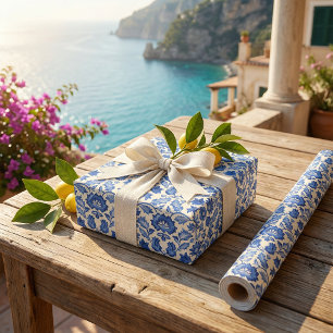 Capri  flair: Blauw & Wit Italiaanse kunst Cadeaupapier