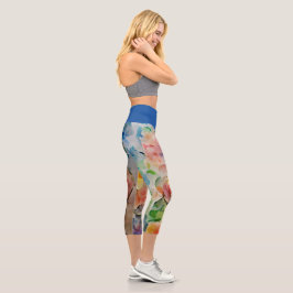 Capri Floral legging met hoog gegolfd gehalte