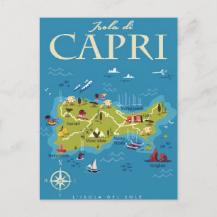 Capri Illustrated Map Briefkaart