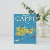 Capri Illustrated Map Briefkaart (Staand voorkant)