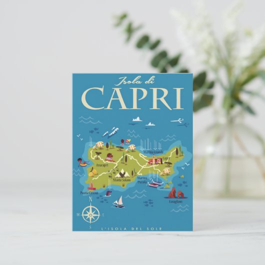 Capri Illustrated Map Briefkaart (Staand voorkant)