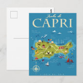 Capri Illustrated Map Briefkaart (Voorkant / Achterkant)