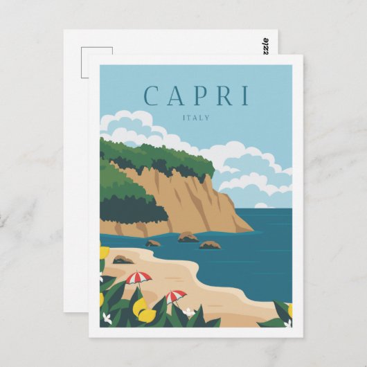 Capri Italië Beroemde Reisplaats Illustratie Briefkaart (Voorkant / Achterkant)