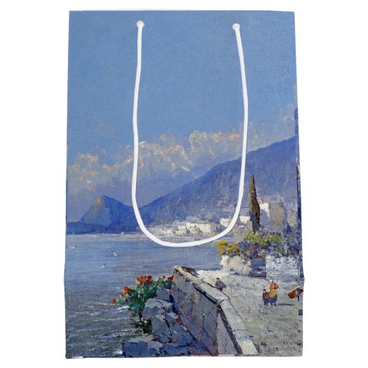 Capri Italië Island Ocean Flowers Blue Zee Gift Ba Medium Cadeauzakje (Achterkant)