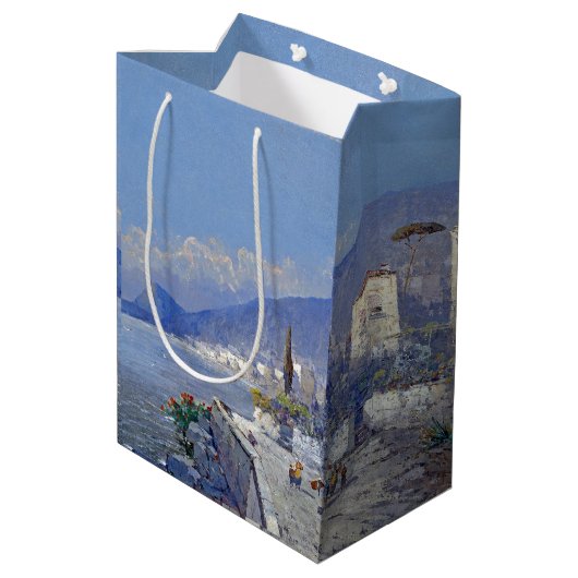 Capri Italië Island Ocean Flowers Blue Zee Gift Ba Medium Cadeauzakje (Achterkant Gekanteld)