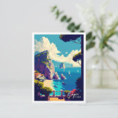Capri Italië Kunst vintage reisillustratie Briefkaart (Staand voorkant)